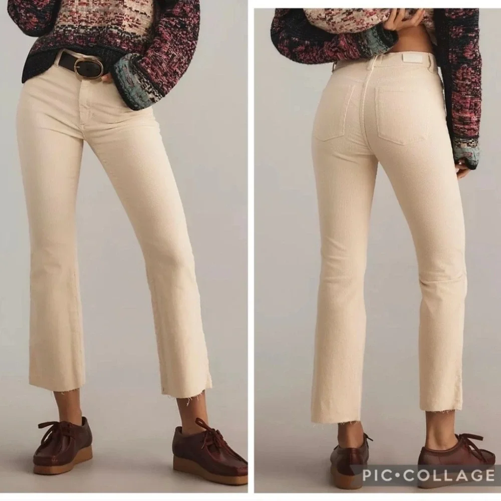 DL1961 Bridget Boot High Rise Instasculpt™ Corduroy Pants Cream Size 29" - Picture 2 of 7
